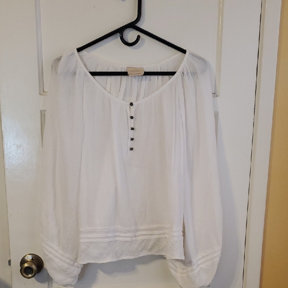 Vanessa Virgenia White Long Sleeve Relaxed Blouse